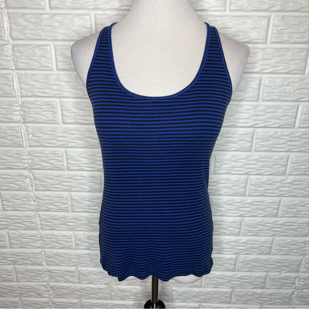 EXPRESS Blue & Black Stripe Racerback Tank Top Size M